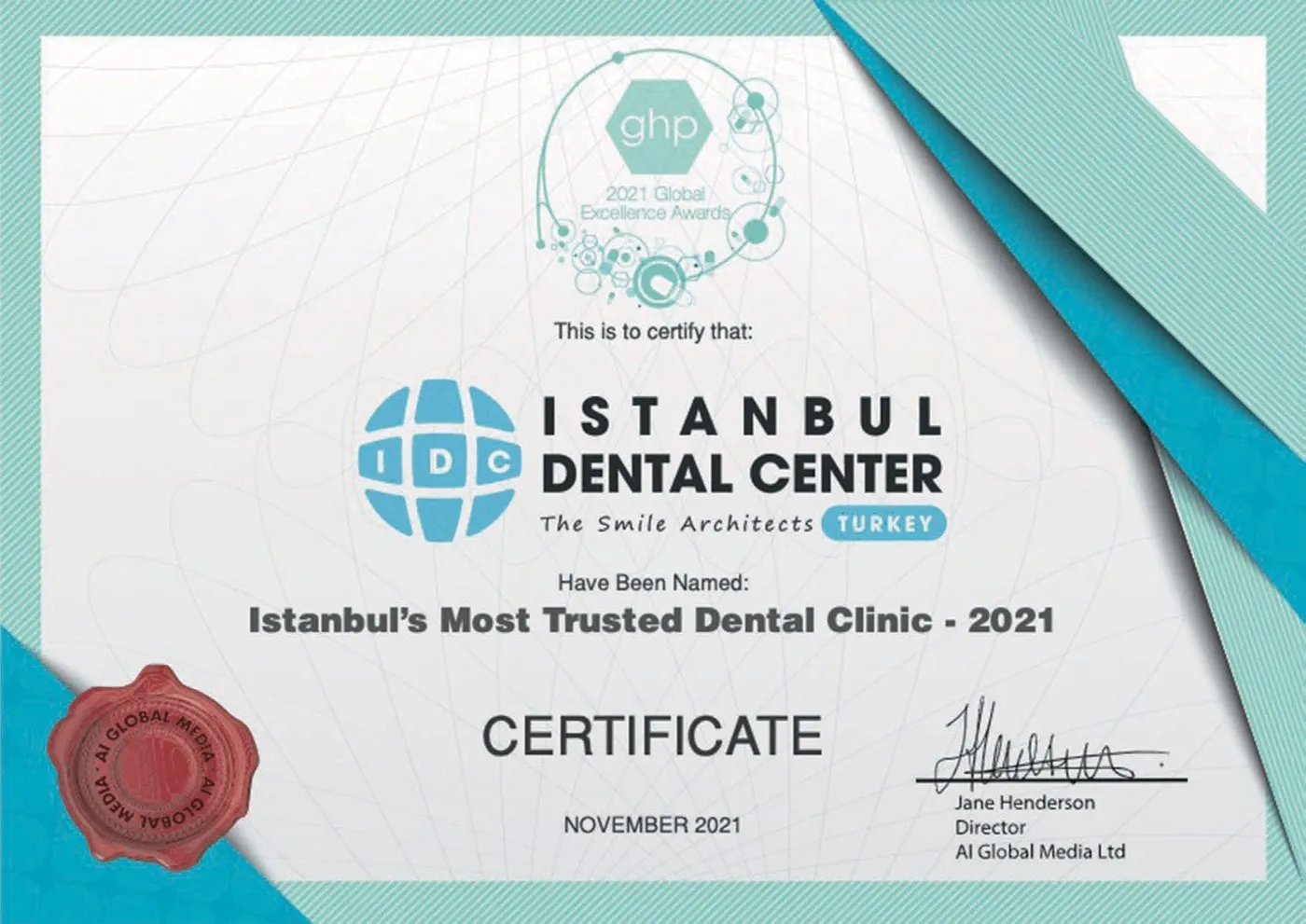 GHP award 2021: Istanbul's Most Trusted Dental Clinic